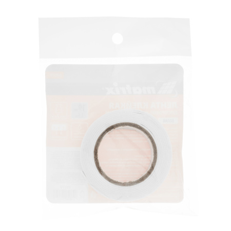 Лента клейкая на вспененной основе, двусторонняя, белая, 19 мм х 1.5 м Matrix цена