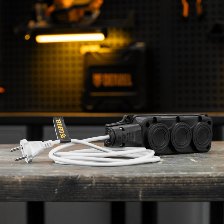 Шнур сетевой Energy Series, ПВС, 3 м, 2 x 1 мм, с неразборной вилкой, белый, Denzel цена