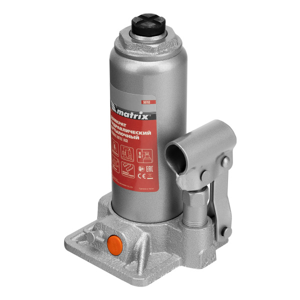 Домкрат гидравлический бутылочный, 4 т, h подъема 194-372 мм Matrix цена