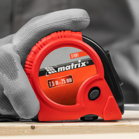Рулетка Rubber,7,5 м х 25 мм,обрезиненный корпус Matrix цена
