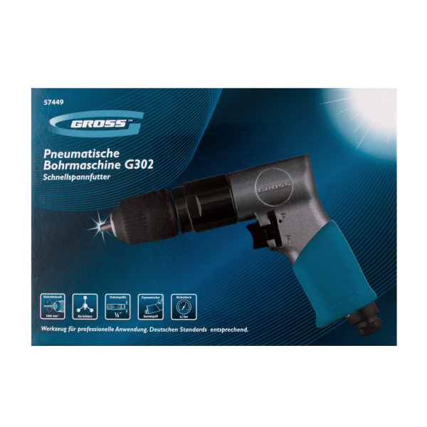 Дрель пневматическая G302, 3/8, 1800 об/мин, патрон 10 мм Gross цена