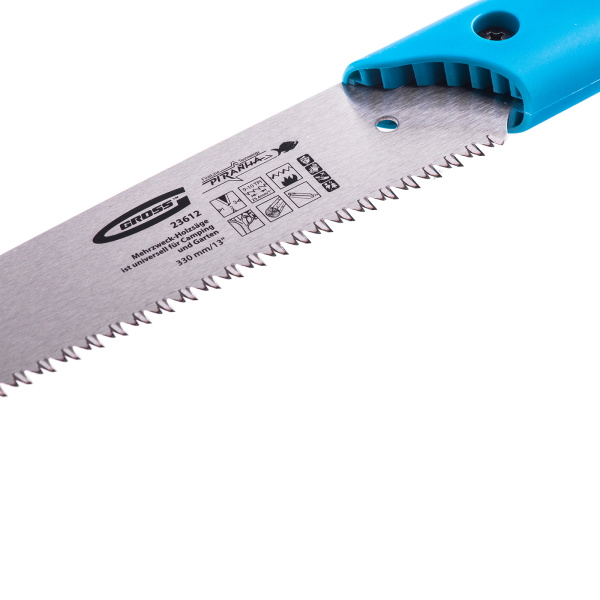 Пила по дереву Piranha, универсальные для кемпинга и сада, 330 мм, 9-10 TPI, каленый зуб 3D, двухкомпонентная рукоятка, пенал Gross цена