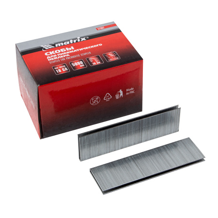 Скобы для пневматического степлера 18GA, 1.25 х 1 мм, длина 38 мм ширина 5,7 мм, 5000 шт Matrix цена