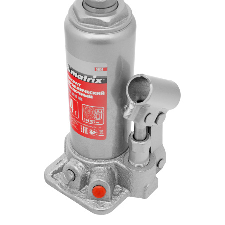 Домкрат гидравлический бутылочный, 4 т, высота подъема 194-372 мм, в пластиковый кейсе Matrix цена