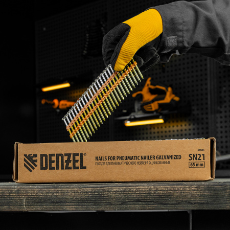Гвозди для пнев. нейлера (оцинк.) длина - 65 мм, диам. - 2,9 мм, 2000 шт. Denzel цена