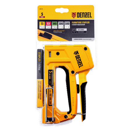 Степлер мебельный, тип 53 и 13, 6-14мм, тип 140, 10-14мм, тип 300, 15мм, тип 500, 15мм Denzel цена