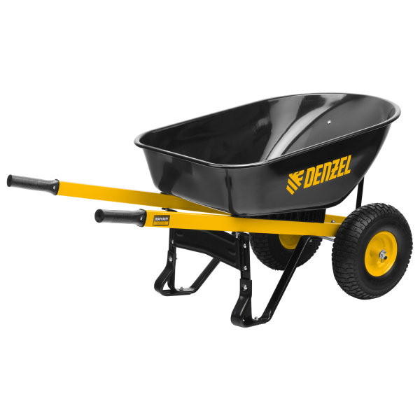 Тачка строительная, усиленная, объем 140 л, 250 кг, двухколесная, колесо 15х6.00-6 Denzel цена