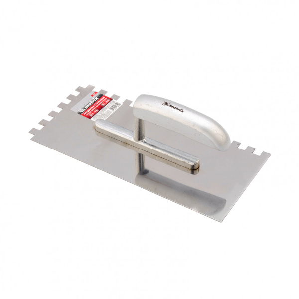 Гладилка из нержавеющей стали, 280 x 130 мм, деревянная ручка, зуб 10 x 10 мм Matrix цена