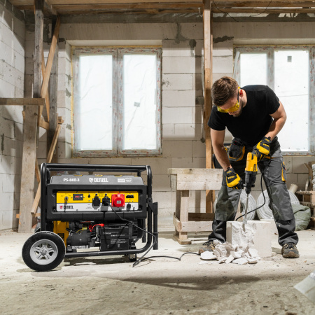 Генератор бензиновый PS 80 E-3, 6.6 кВт, 400 В, 25 л, электростартер Denzel