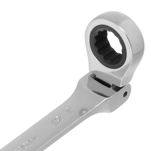 Ключ комбинированный трещоточный, 12 мм, CrV, шарнирный, зеркальный хром Matrix Professional