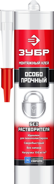 Клей монтажный ЗУБР, особопрочный, без растворителей, 300мл