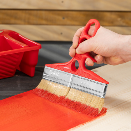 Кисть флейцевая для лаков, 200 x 12, натуральная щетина, пластиковая ручка Color line Matrix цена