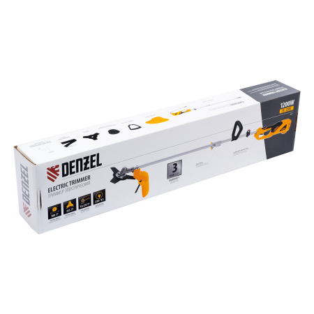 Триммер электрический TE-1200, 1200 Вт, 380 мм, катушка + диск, разборная штанга Denzel цена