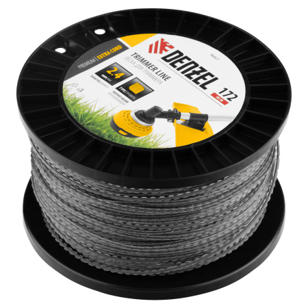 Леска для триммера двухкомпонентная зубчатый квадрат, 2,4мм х 172м, на DIN кат. EXTRA CORD Denzel цена
