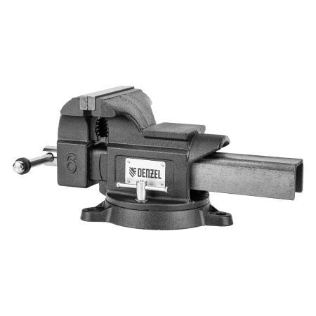 Тиски слесарные BVH-150, 150 мм, поворотные, стальная направляющая, с наковальней //Denzel