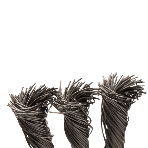 Щетка для УШМ, 200 мм, "Плоская", крученая нержавеющая проволока 0.5 мм, посадка 22.2 мм Denzel