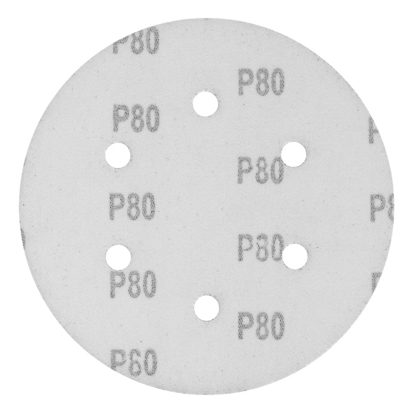 Круг абразивный на ворсовой подложке под "липучку", перфорированный, P 80, 150 мм, 5 шт Matrix