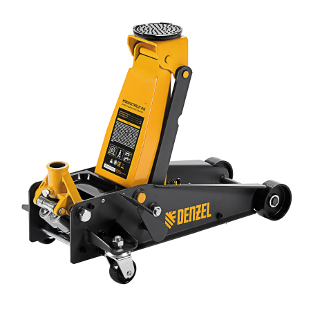 Домкрат гидравлический подкатной 3 т, с фиксатором, быстрый подъем, 135-480 мм, профессиональный Denzel цена