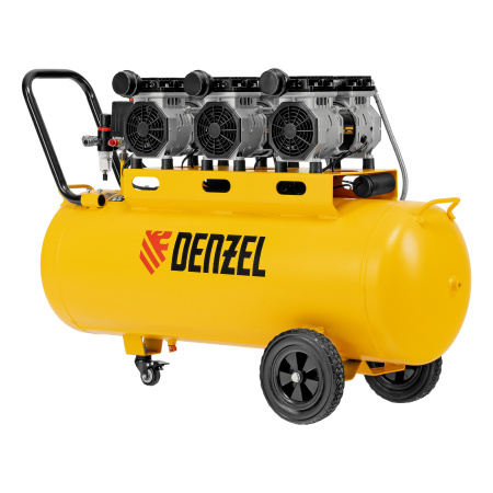 Компрессор безмасляный, малошумный DLS 1800/100,1800 Вт, 3x600, 100 л, 345 л/мин Denzel