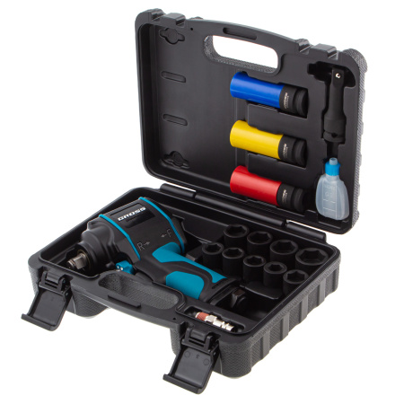 Гайковерт пневматический ударный G985K2, 1/2, 610Нм 9000 об/мин, с набором 17 предметов Gross цена