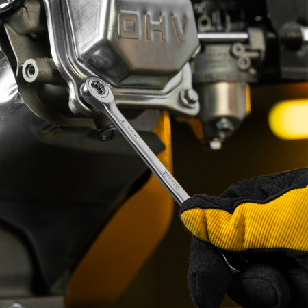 Набор ключей комбинированных трещоточных 6-17 мм, 6 шт., CrV, матовый хром Denzel