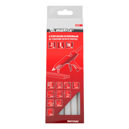 Стержни клеевые, прозрачные, 11 х 200 мм, в упаковке 6 шт Matrix цена