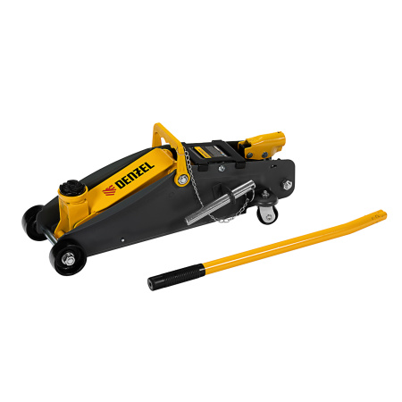 Домкрат гидравлический подкатной с фиксатором, 2,8 т, 135-385 мм, в кейсе Denzel цена