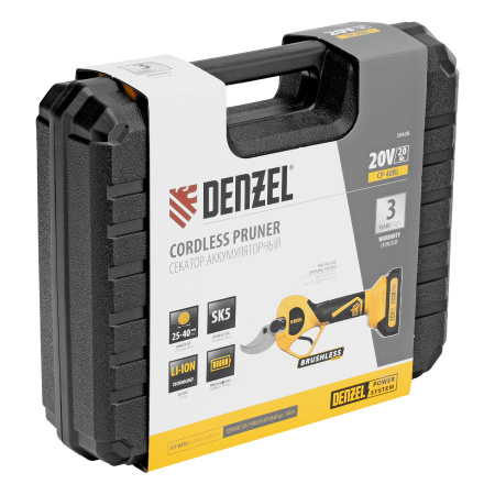 Секатор аккумуляторный, бесщет., CP-40BL, Li-Ion, 20 В, лезвия SK5 Denzel цена