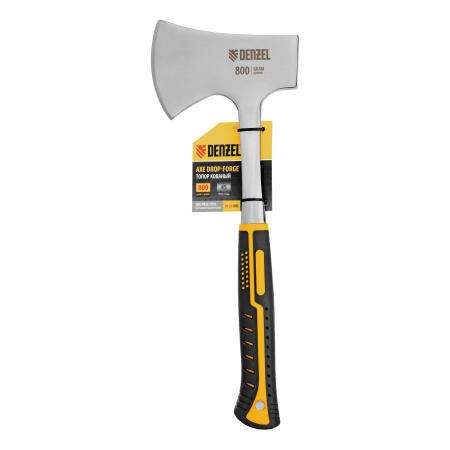 Топор цельнометаллический, 800 г, двухкомпонентная обрезиненная рукоятка, прямой хват Denzel цена