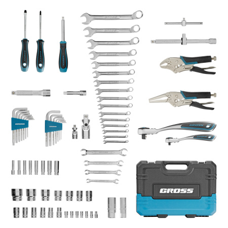 Набор инструментов, 1/4", 1/2", CrV, 120 зубьев, 78 предметов Gross