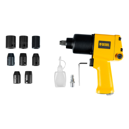 Ударный пневмогайковерт IW860+набор головок, 1/2", 7000 об/мин, 868 Нм Denzel цена