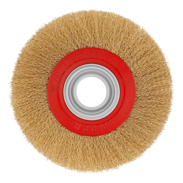 Щетка для точила, 175 мм, посадка 32 мм, плоская, латунированная витая проволока Matrix