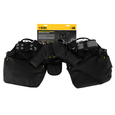 Пояс монтажника усиленный, с лямками, сумки поясные, держатель для молотка Denzel цена