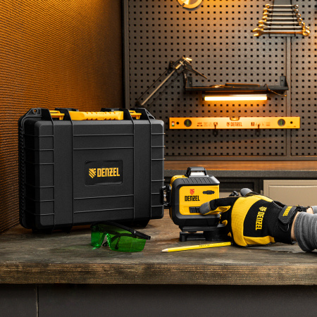 Лазерный уровень мультипризм. LXI 360-2 Green, 30 м, 520 Нм, акк. Li 2800 mAh, резьба 1/4" Denzel цена