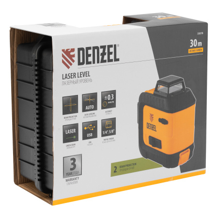 Лазерный уровень мультипризм. LXI 360-2 Green, 30 м, 520 Нм, акк. Li 2800 mAh, резьба 1/4" Denzel цена