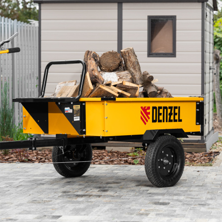 Прицеп для мотоблока TT-500, оцинк., груз. 500 кг, рег. сцепка, колеса 4.00-10, в упаковке Denzel