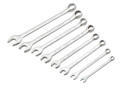 Набор ключей комбинированных, 6-19 мм, 8 шт, CrV, матовый хром Matrix