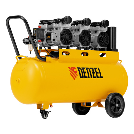 Компрессор безмасляный, малошумный  DLS 2250/100, 2250 Вт, 3x750, 100 л, 410 л/мин блок управления/ Denzel