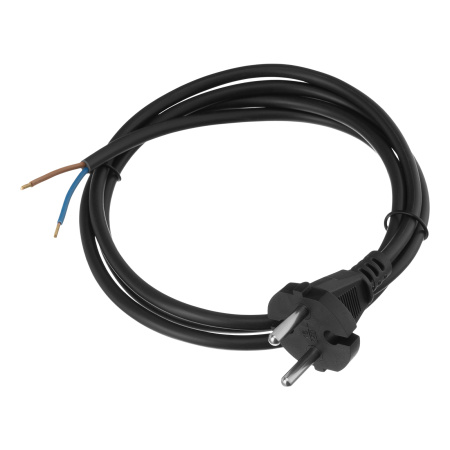 Шнур сетевой Energy Series, ПВС, 1,5 м, 2 x 1 мм, с неразборной вилкой, черный, Denzel цена