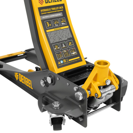 Домкрат гидравлический подкатной, 3 т, 75-500 мм, быстрый подъем, низкий подхват, проф. Denzel цена