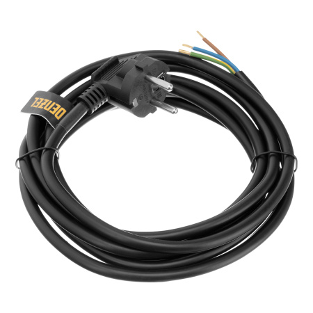 Шнур сетевой Energy Series, ПВС, 3 м, 3 x 1,5 мм, с неразборной вилкой, черный, Denzel цена