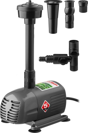 Насос фонтанный, ЗУБР ЗНФЧ-33-2.5, для чистой воды, напор 2,5 м, насадки: колокольчик, гейзер, каскад, 50 Вт, 33 л/мин ЗНФЧ-33-2.5