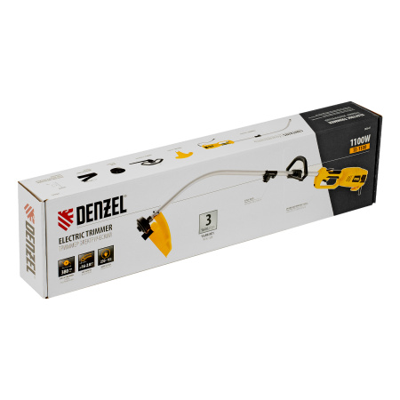 Триммер электрический TE-1100, 1100 Вт, 380 мм, катушка, разборная штанга Denzel цена