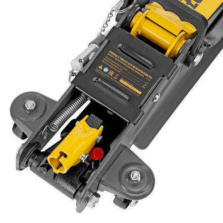 Домкрат гидравлический подкатной с фиксатором, 2,5 т, 85-385 мм Denzel цена