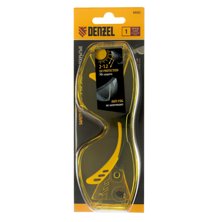 Очки защитные открытые, поликарбонатные, увеличенная желтая линза, регулируемые дужки Denzel цена