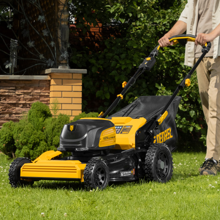 Газонокосилка аккумуляторная бесщет., RLMS560-62, привод, 560 мм, Li-ion, 62В Denzel цена