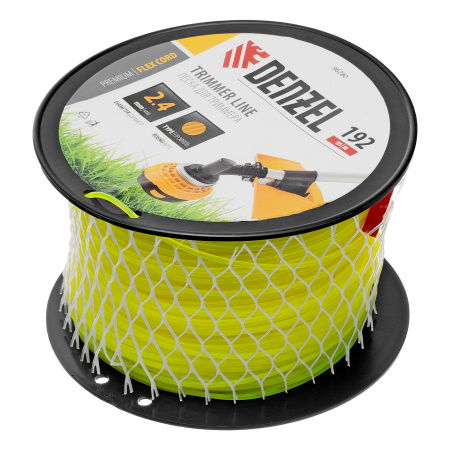 Леска для триммера круглая, 2,4мм х 192м, на DIN катушке FLEX CORD Denzel цена