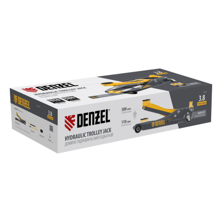 Домкрат гидравлический подкатной, 3,8 т, 110-580 мм, быстрый подъем, низкий подхват, проф. Denzel цена