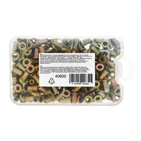 Заклепки резьбовые, стальные, оцинкованные, М3, пластиковый кейс, 200 шт. Denzel цена