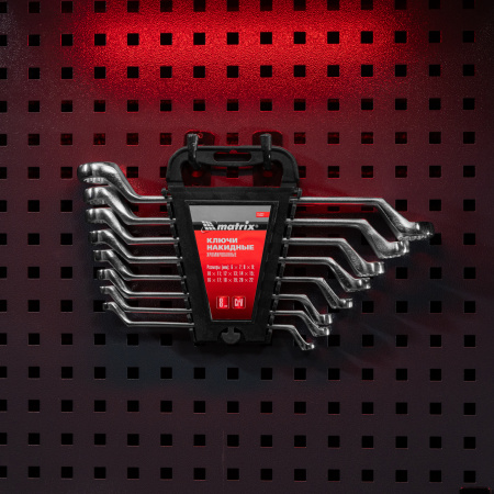 Набор ключей накидных, 6-22 мм, CR-V, 8 шт, полированный хром Matrix